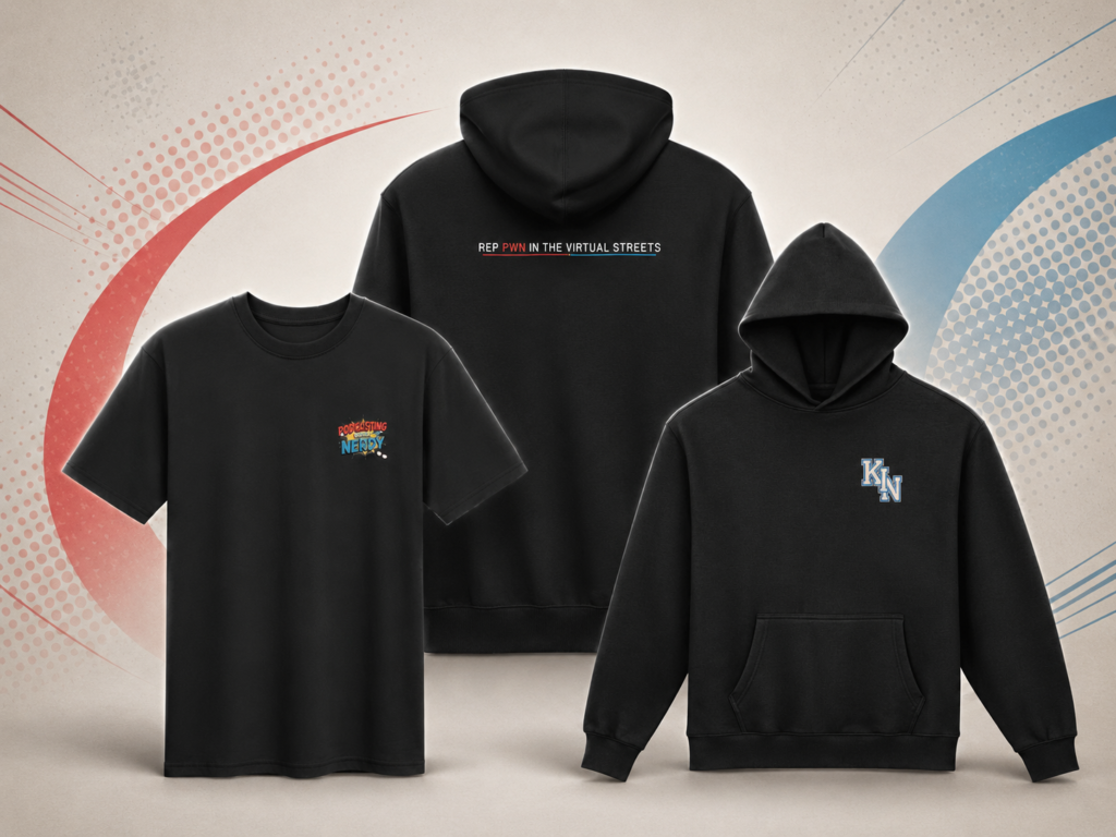 Official Podcasting While Nerdy hoodies and T-shirt available from the PWN merch store