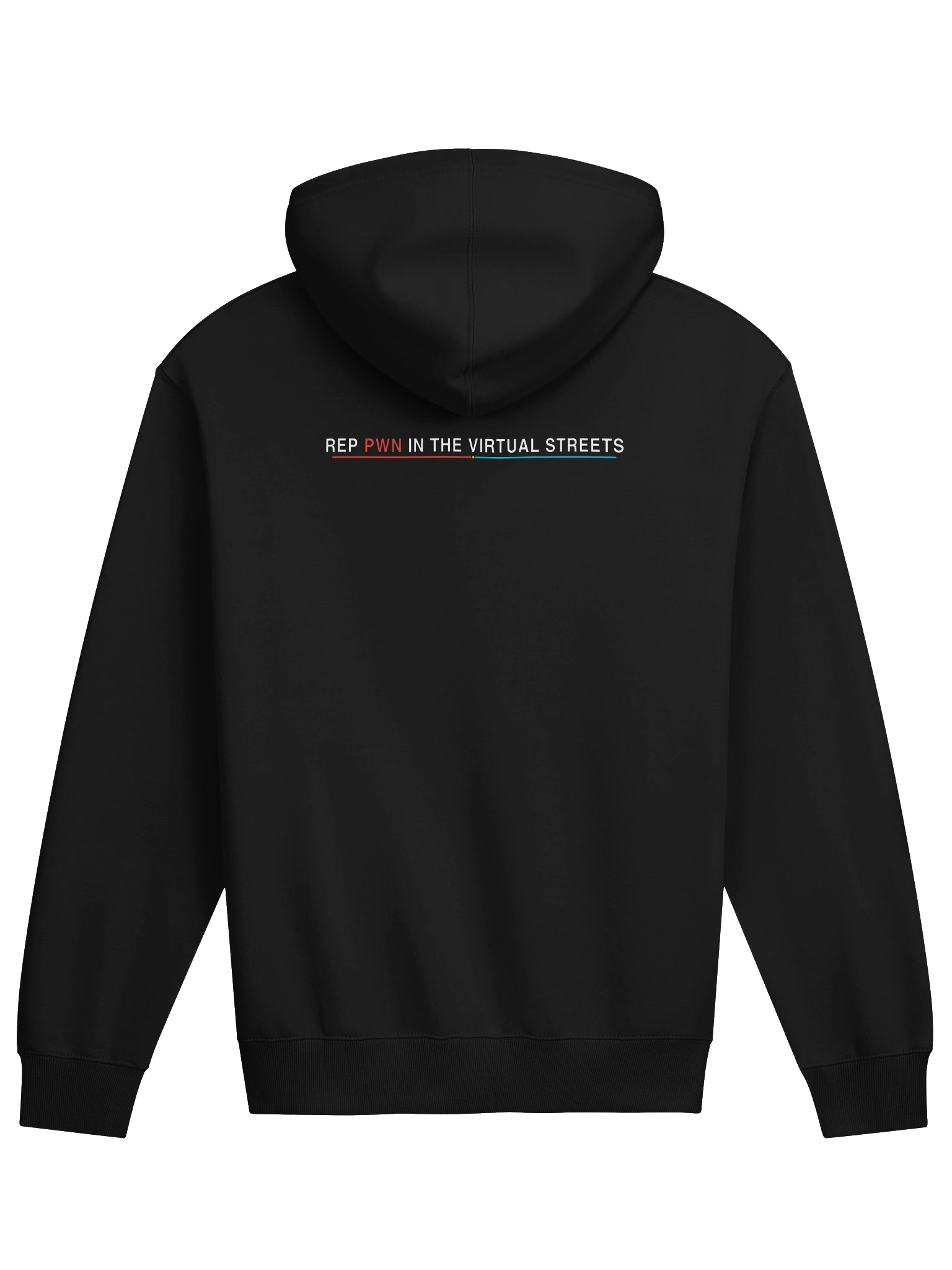 PWN Core Virtual Streets Heavyweight Hoodie – black hoodie with PWN chest logo and Rep PWN in the Virtual Streets back design